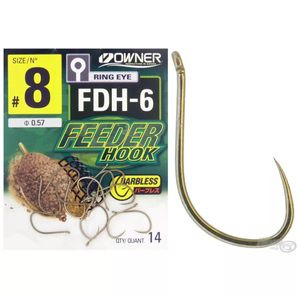 Owner FDH-6 16 Háček s očkem, bez protihrotu, feeder 15ks