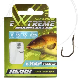   Nevis 6 S protihrotem, Očkový 40cm 0,22mm Monofilní předvázaný Feeder háček 10ks