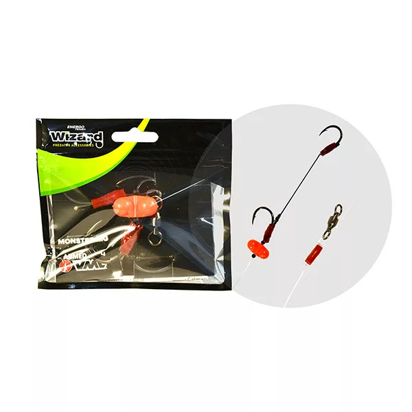Wizard Monster Povrchový Livebait Double Monobraid Rig 9/0+11/0 Kulatý Návazec na sumce