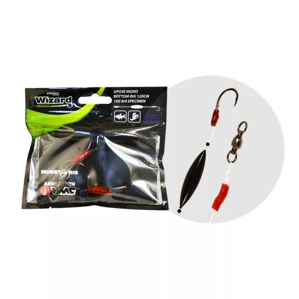 Wizard Monster Upose Mono Bottom Rig 8/0 10gr Speciální Návazec na sumce