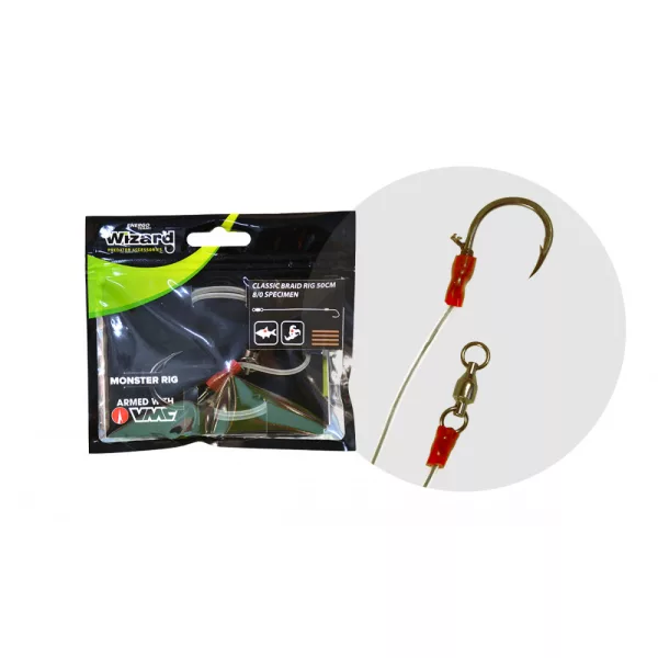 Wizard Monster Klasický Braid Rig 8/0 Specimen Návazec na sumce
