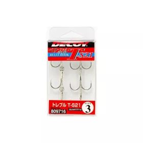   Decoy T-S21 Belly Hook #1/0 Háček s očkem a protihrotem, trojháček 4ks