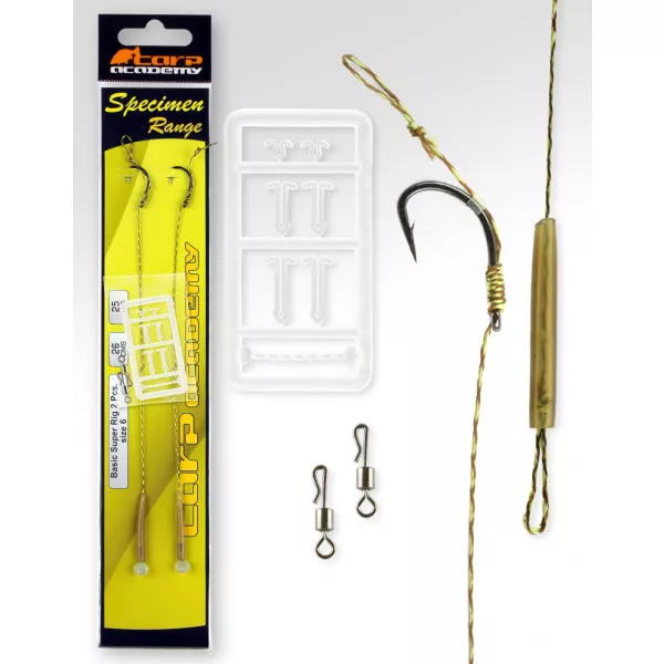 Carp Academy Basic Super Rig Černá 6 2ks/balení S očkem S protihrotem Boilie háček