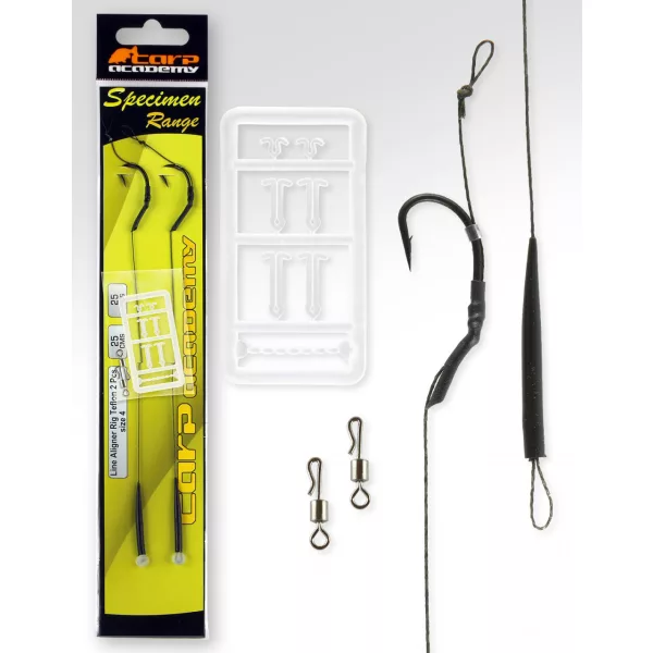 Carp Academy Line Aliger Rig Teflon Černá 2 2ks/balení S očkem S protihrotem Boilie háček
