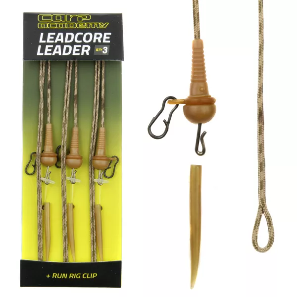 Carp Academy Předvázaná Leadcore Montáž s Olověnou Sponou Run Rig 3ks