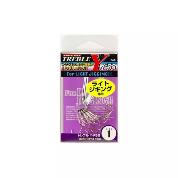 Decoy Y-F55 Light Jigging #1/0 Microbarb Očkový trojháček s protihrotem 4ks
