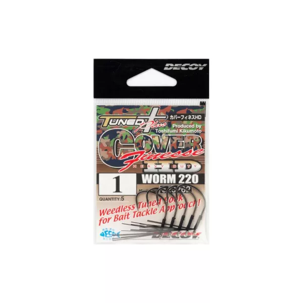 Decoy Worm 220 Cover Finesse HD 1/0 Háček pro lov v zarostlých oblastech 5ks