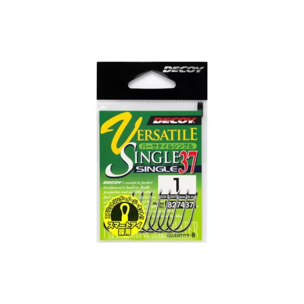 Decoy 37 Versatile Single #1/0 Očkový Háček s Protihrotem pro Dravce 8ks
