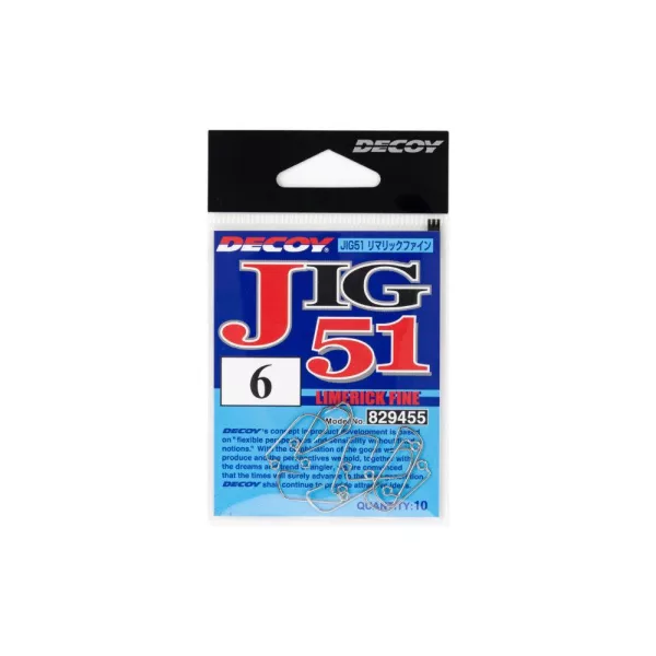Decoy Jig51 Limerick Fine #6 Háčik na jig s očkom a protihrotom, jednoháček 10ks
