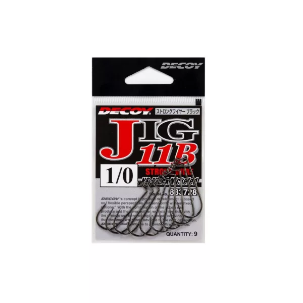 Decoy Jig11B Strong Wire Black #3/0 Jednoh&aacute;ček s očkem a protihrotem 7ks