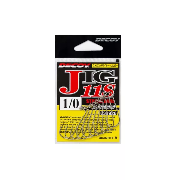 Decoy Jig11S Strong Wire Silver #1 jigový háček s očkem a protihrotem 9ks