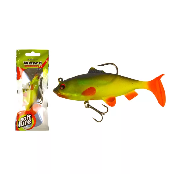 Wizard Swimbait Okoun 10,16cm Green Yellow Gumová nástraha