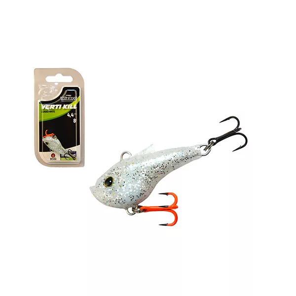 Vertikální nástraha Wizard Strike+ Verti Kill Zander White 4,4cm 8gr