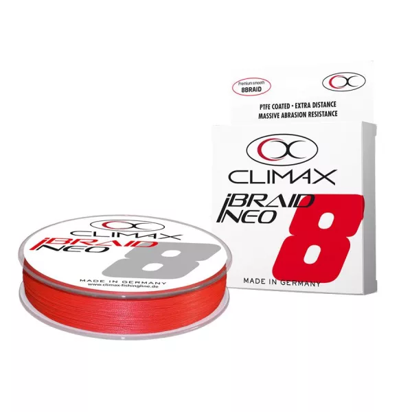 Climax iBraid Neo X8 Fluo Red 135m 0,06mm 3,2kg Pletená hlavní šňůra