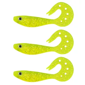  Nevis Twister Shad Vantage 9cm 6,56gr 3ks/balení /žlutá-třpytka/ Plastová nástraha