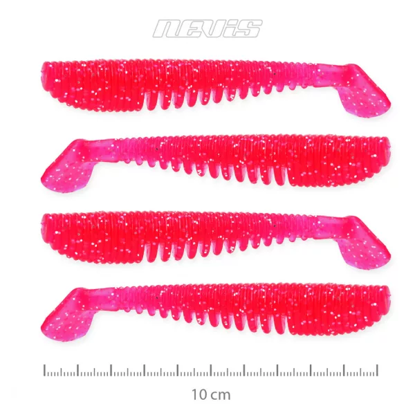 Nevis Impulse Shad 10cm 6,92gr 4ks/balení Růžová Třpytka Plastová nástraha