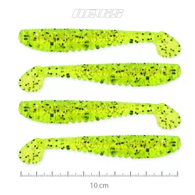   Nevis Impulse Shad 10cm 6,92gr 4ks/balení Fluo Zelená Třpytka Plastová nástraha