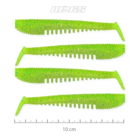   Nevis Impulse Shad 10cm 6,92gr 4ks/balení Fluo Zelená Třpytka X2 Plastová nástraha