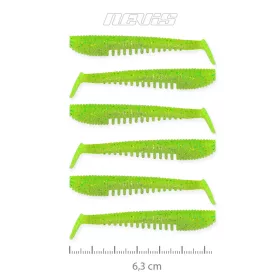   Nevis Impulse Shad 6,3cm 1,77gr 6ks/balení Fluo Zelené Třpytivé X2 Plastové návnady