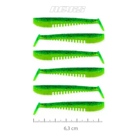   Nevis Impulse Shad 6,3cm 1,77gr 6ks/balení Zelené Třpytivé Plastové návnady