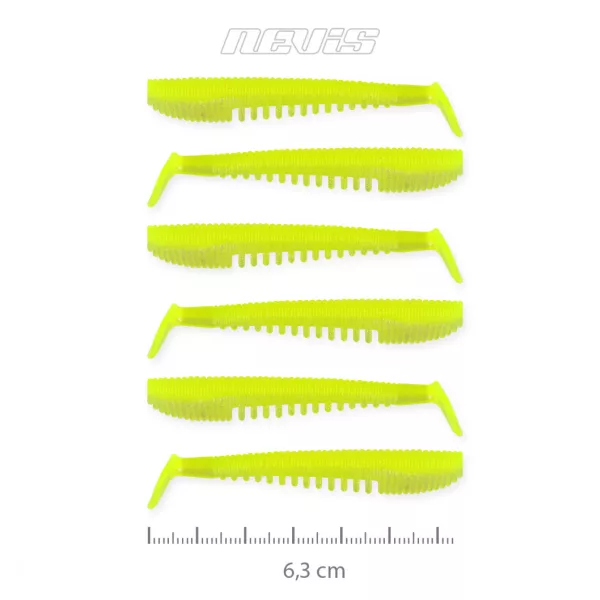 Nevis Impulse Shad 6,3cm 1,77gr 6ks/balení Fluo Zelené Plastové návnady