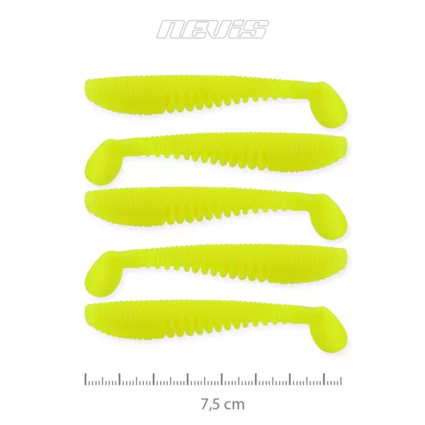 Nevis Impulse Shad 7,5cm 3,05gr 5ks/balení Citronově žluté Plastové návnady