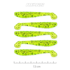   Nevis Impulse Shad 7,5cm 3,05gr 5ks/balení Fluo Zelené Třpytivé Plastové návnady