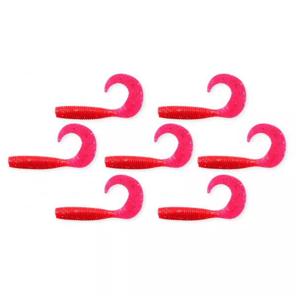 Nevis Twister 6cm 2,54gr 7ks/balení Červené Třpytivé Plastové návnady