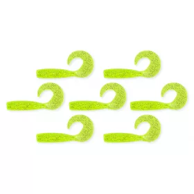   Nevis Twister 6cm 2,54gr 7ks/balení Fluo Zelené Třpytivé Plastové návnady