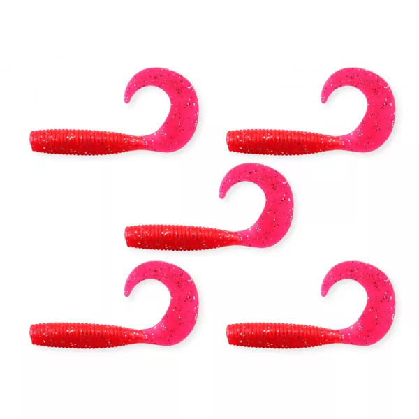 Nevis Twister 7,5cm 4,17gr 5 ks/bal Červená třpytka Plastová nástraha