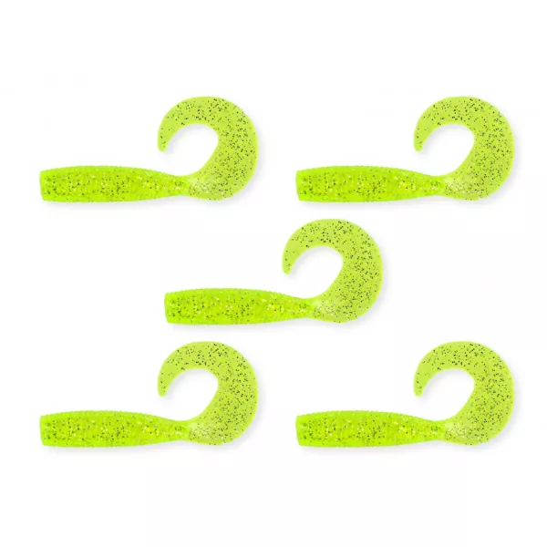 Nevis Twister 7,5cm 4,17gr 5 ks/bal Fluo zelená třpytka Plastová nástraha