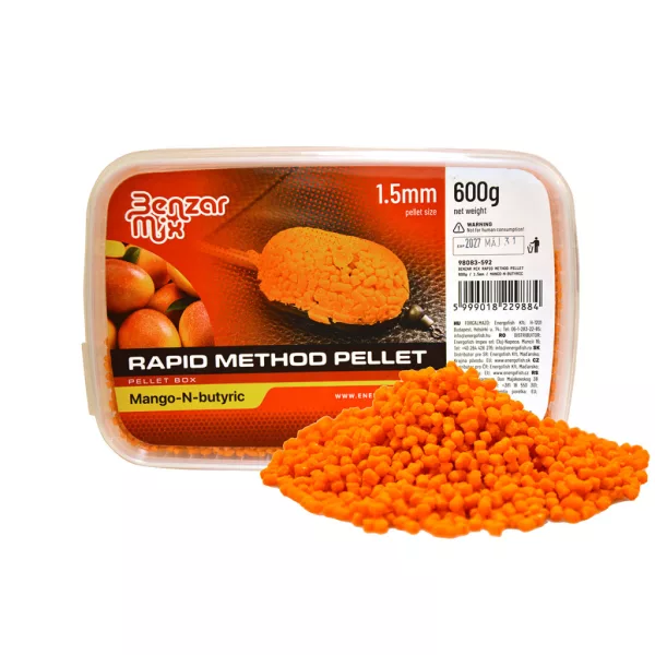Benzár Mix Rapid Method Pellet 1,5mm Mango-Kyselina máselná Pellet Box 600gr