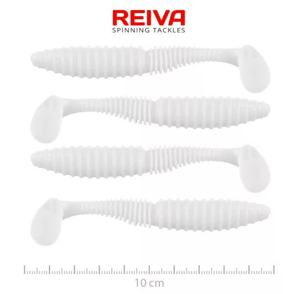 Reiva Candát Power Shad 10cm 7,05gr 4ks/balení (Bílá) Plastová nástraha