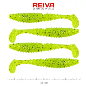   Reiva Candát Power Shad 10cm 7,05gr 4ks/balení (Fluo zelená třpytka II.)