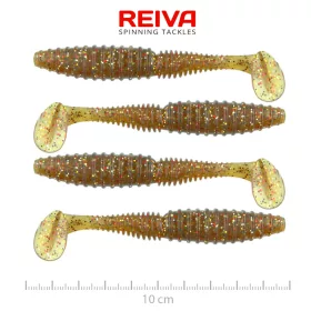   Reiva Candát Power Shad 10cm 7,05gr 4ks/balení (Hnědá třpytka) Plastová nástraha