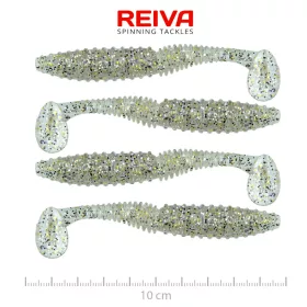   Reiva Candát Power Shad 10cm 7,05gr 4ks/balení (Stříbrná třpytka) Plastová nástraha