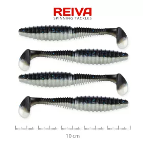   Reiva Candát Power Shad 10cm 7,05gr 4ks/balení (Černá stříbrná) Plastová nástraha