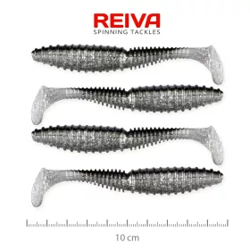   Reiva Candát Power Shad 10cm 7,05gr 4ks/balení (Stříbrná třpytka) Plastová nástraha
