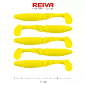   Reiva Candát Power Shad 8cm 3,18gr 5ks/balení (Citrónově žlutá) Plastová nástraha