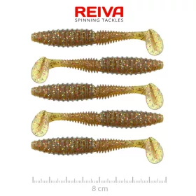   Reiva Candát Power Shad 8cm 3,18gr 5ks/balení (Hnědá třpytka) Plastová nástraha
