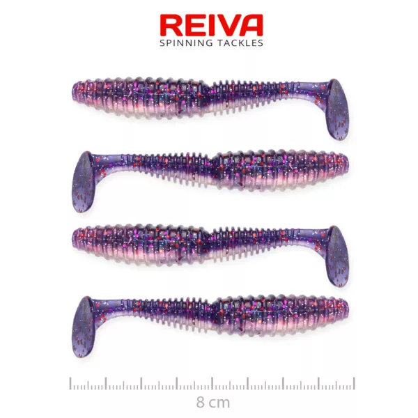 Reiva Zander Power Shad Purple Pearl 8cm Plastová nástraha 4ks