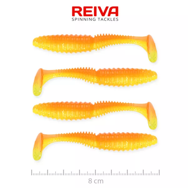 Reiva Zander Power Shad Lesklá Oranžová 8cm Plastová Návnada 4ks