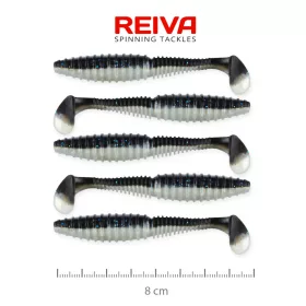   Reiva Candát Power Shad 8cm 3,18gr 5ks/balení (Černá stříbrná) Plastová nástraha