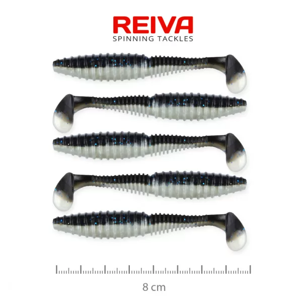 Reiva Candát Power Shad 8cm 3,18gr 5ks/balení (Černá stříbrná) Plastová nástraha