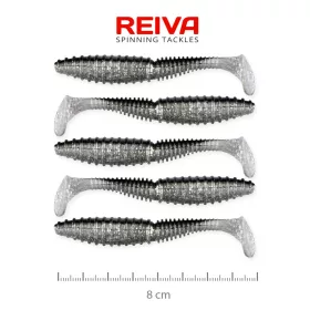   Reiva Candát Power Shad 8cm 3,18gr 5ks/balení (Stříbrná třpytka) Plastová nástraha