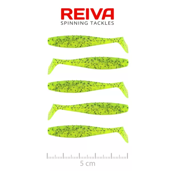 Reiva Flat Minnow Shad Poppy Green 5cm 1,3gr Plastová nástraha 5ks