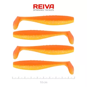   Reiva Flat Minnow Shad 10cm Lesklá Oranžová Plastová Návnada 4ks