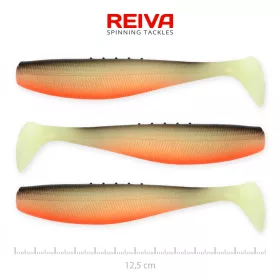   Reiva Flat Minnow shad 12,5cm 3ks/bal. (Černo-Bílo-Oranžová) Plastová nástraha
