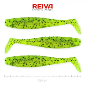   Reiva Flat Minnow shad 12,5cm 3ks/bal. (Zelená Třpytka) Plastová nástraha