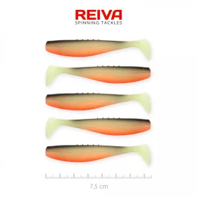   Reiva Flat Minnow shad 7,5cm 5ks/balení (Černo-Bílo-Oranžová) Plastová nástraha